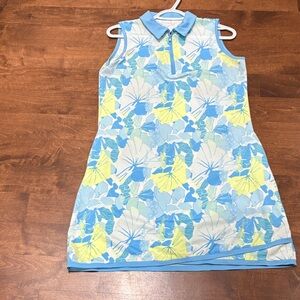 Sleeveless Blue and Yellow Floral Dress